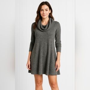New York & Company Women's Gray Cowl Neck Sweater Mini Dress Size Medium